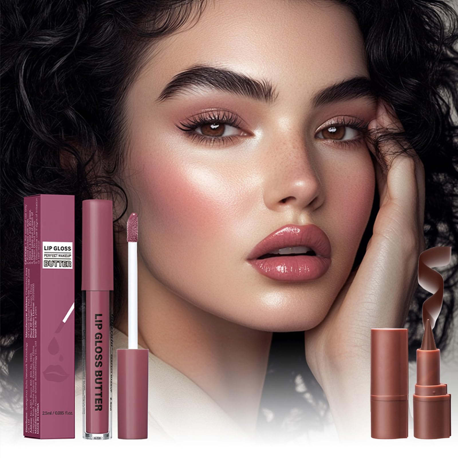 Lip Liner Set Lip Gloss-Plumping Lip Liner & Moisturizing Butter Gloss Set, Matte & High-Shine for Long-Lasting - Image 2