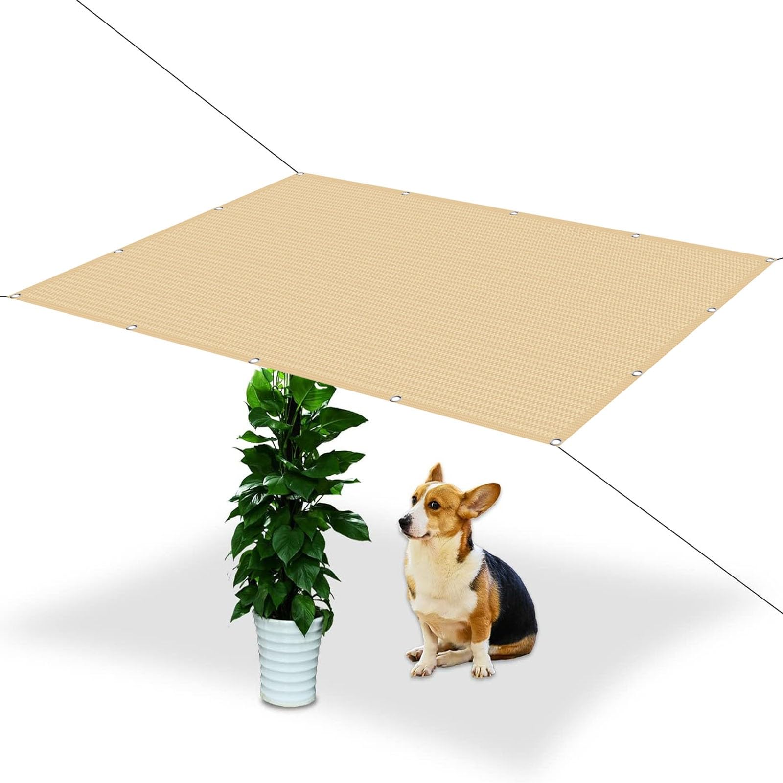 Voile ombrage 1.1 x 2.1 m robuste et stable de plein air jaune sable
