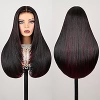 Vista 16 de TESLAL CraftTechnology - Peluca de encaje precortada P1B/30 con reflejos, sin pegamento, precortada, 6 x 6 HD, peluca de encaje de fibra de primera