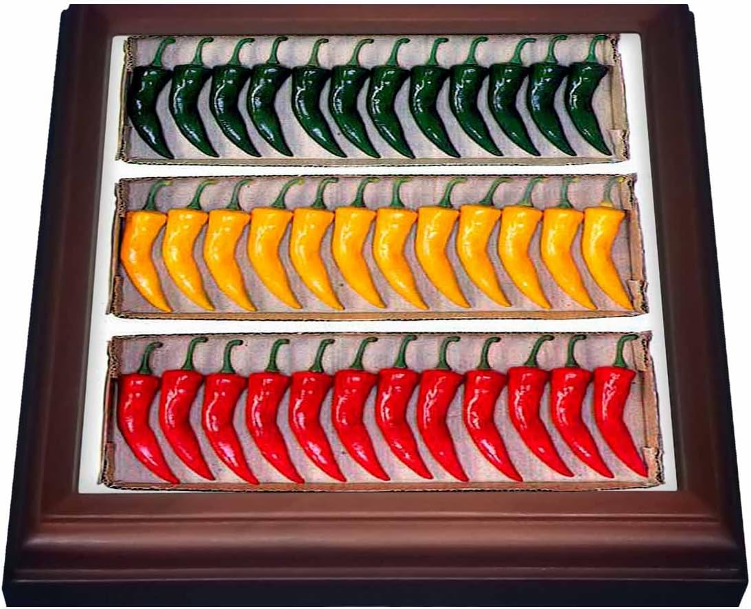 3dRose Chili Pepper Trivet with Ceramic Tile, 8 by 8", Brown