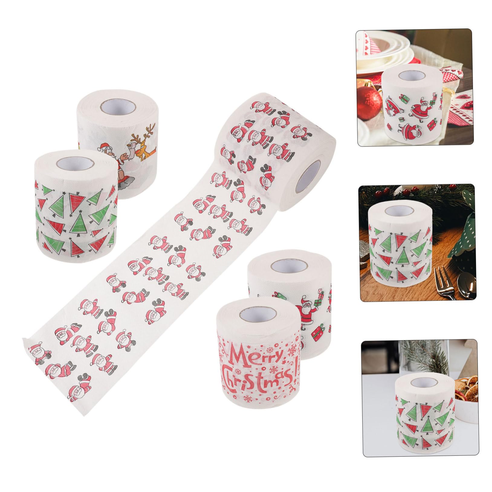 5rollos Servilletas De Papél Para Fiesta Servilletas De Cena Navideñas De Fiesta De Papél Decoración De Navidad