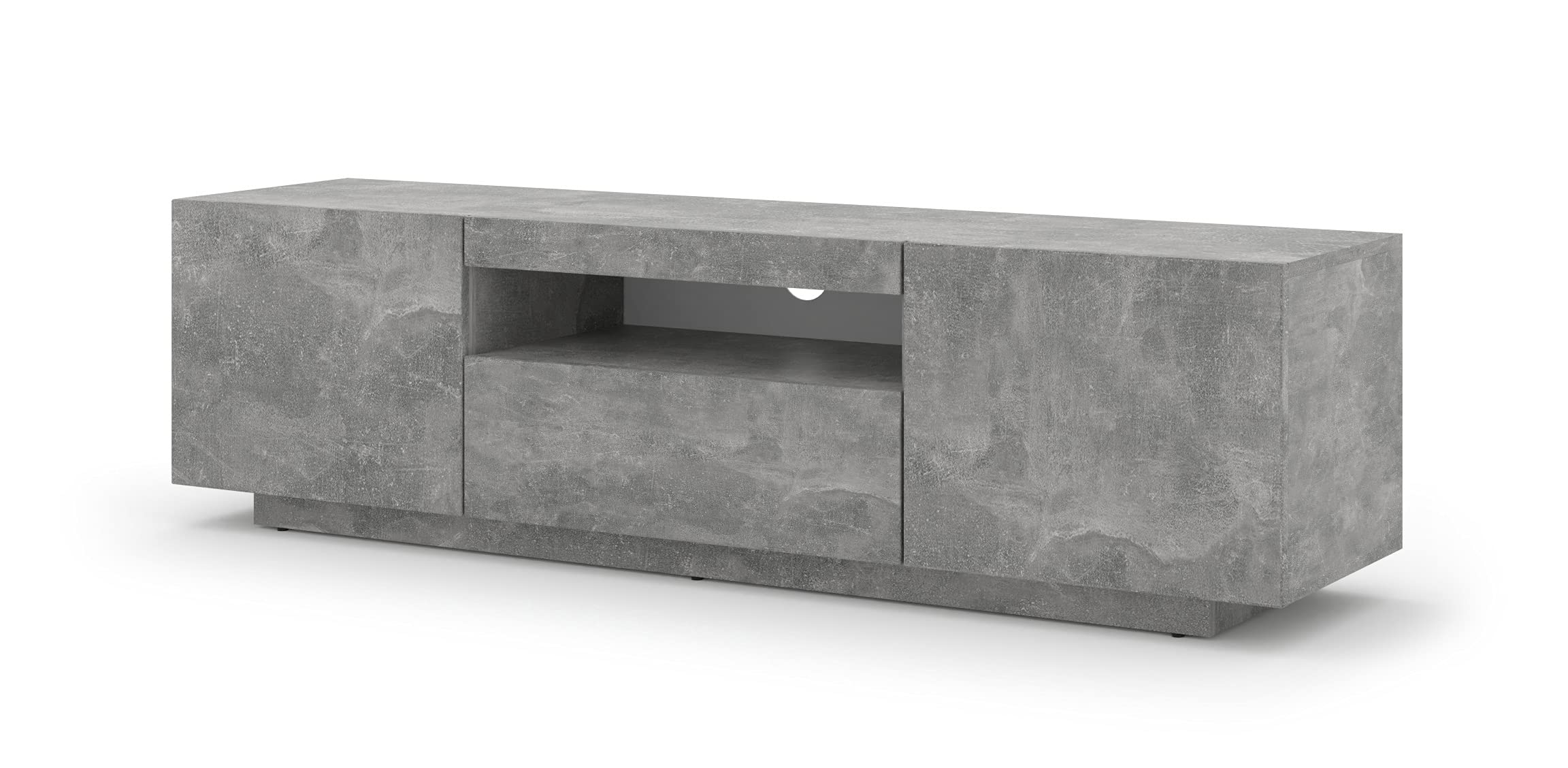 BIM Furniture Lowboard TV 150 cm - Universell Sideboard mit Laminierten Fronten, Hängend oder stehend - Fernsehschrank HiFi Schrank fürs Wohnzimmer Beton