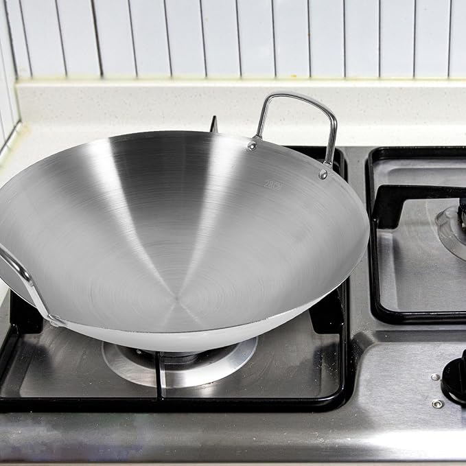 Wok BESTonZON Acero Inoxidable 30 cm Fondo Redondo Antiadherente miniatura 8