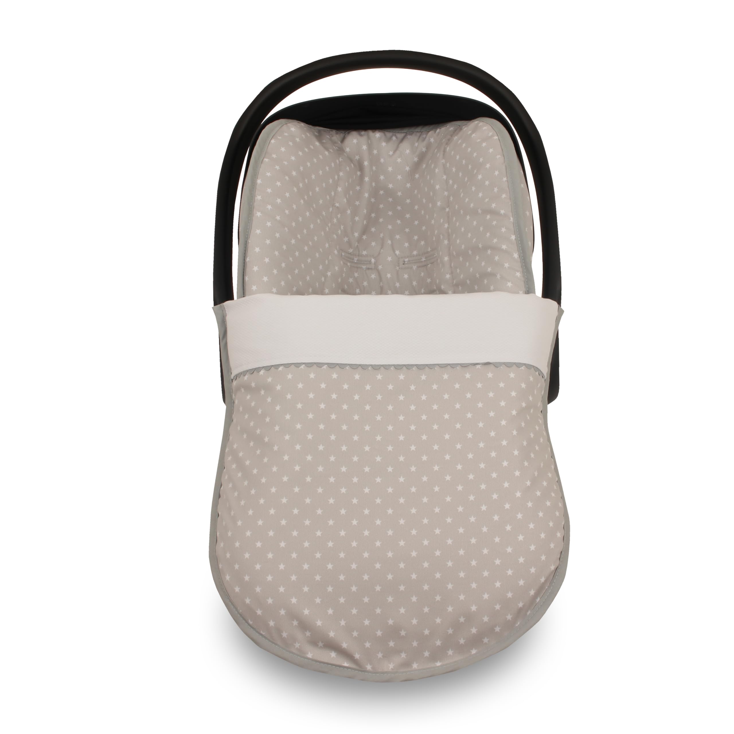 Funda y Saco Grupo 0 Bebé para Cybex Cloud T i-size | 2 en 1 Convertible en Funda | Compatible con Arneses Seguridad de 3 y 5 puntos |Relleno Nórdico Extraible| ESTRELLA BLCO y Piqué Gris
