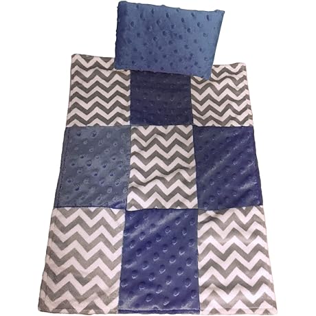 Baby Doll Cuddly Minky Chevron Patch Doll Blanket And Pillow Set