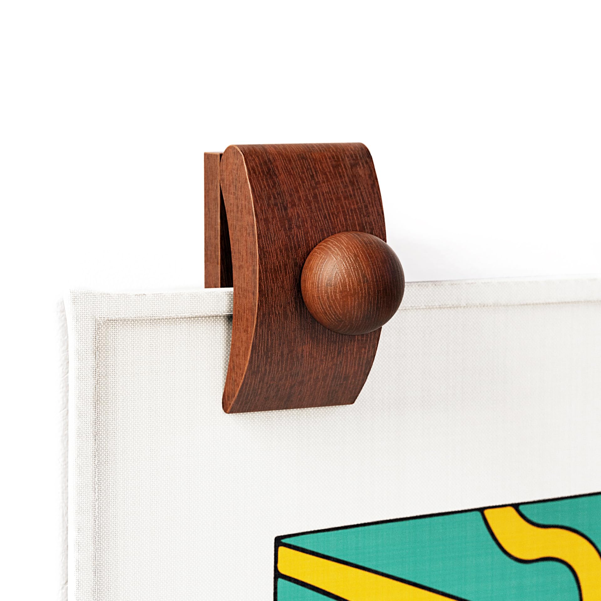 Tapestry Hangers, 4 Small Quilt Hangers for Wall Hangings, Blanket Hanger Clamps, Carpet Rug Display, Wooden Wall Clips for Hanging (Brown)