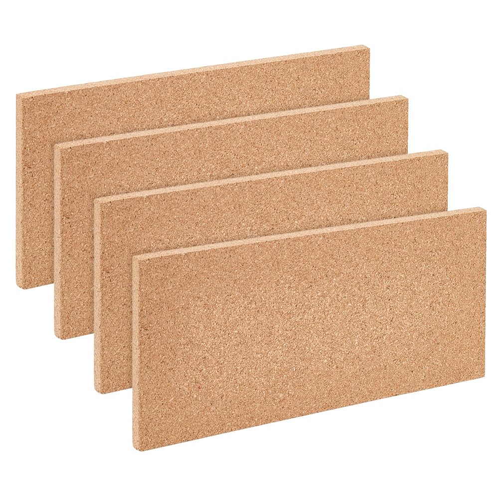 OLYCRAFT 4Pcs Rectangle Bulletin Boards 15x30cm Non Self-Adhesive Wood Cork Board 12mm Thick Message Wood Sheet Decorative Display Boards for Wall Decoration Party Crafts Supplies - Right Angle