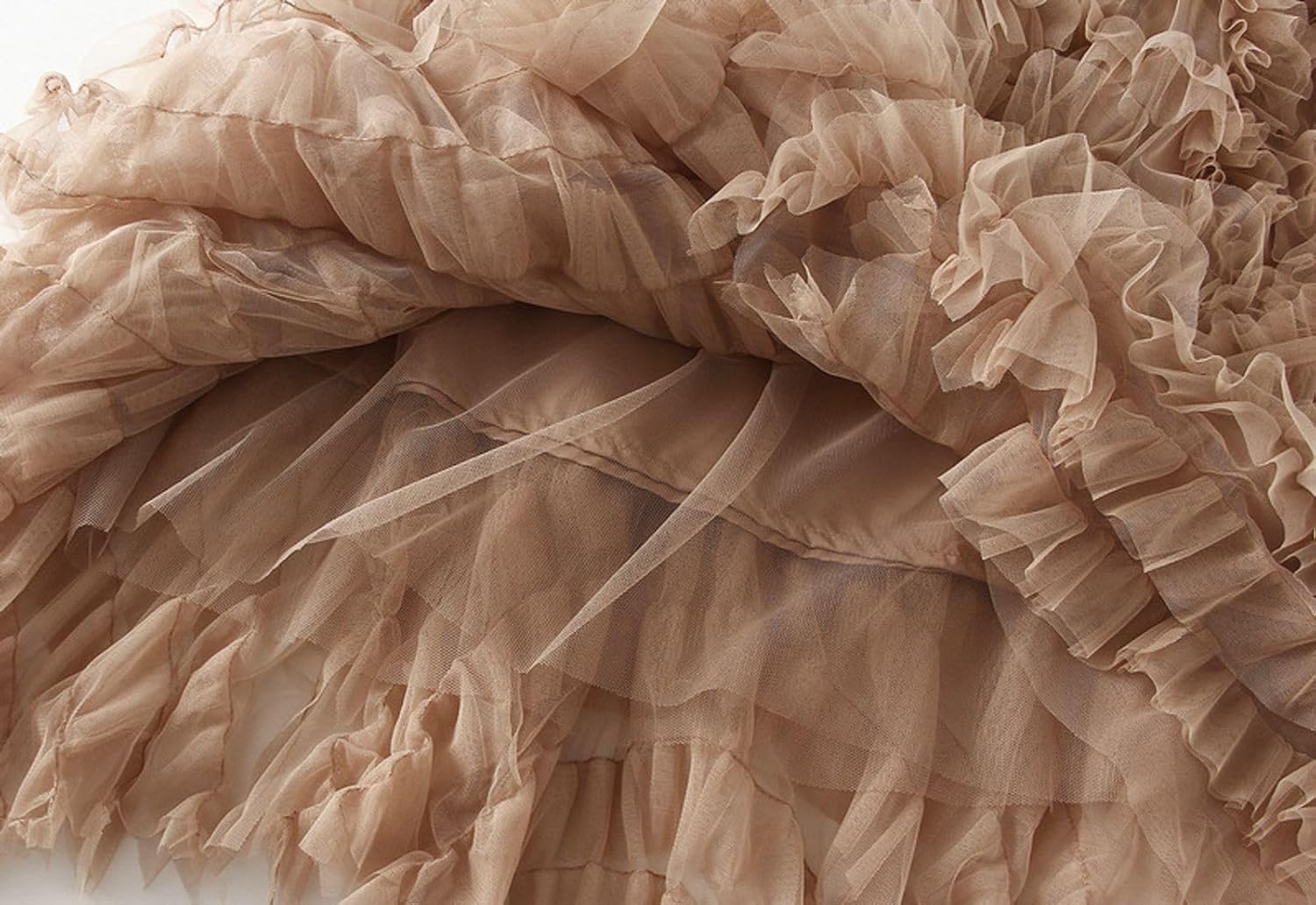 Women's Long Tulle Skirts Ruffles Tutu Skirt High Waisted Tiered Layered Mesh Skirts Flowy A-line Skirt Petticoat - Image 4