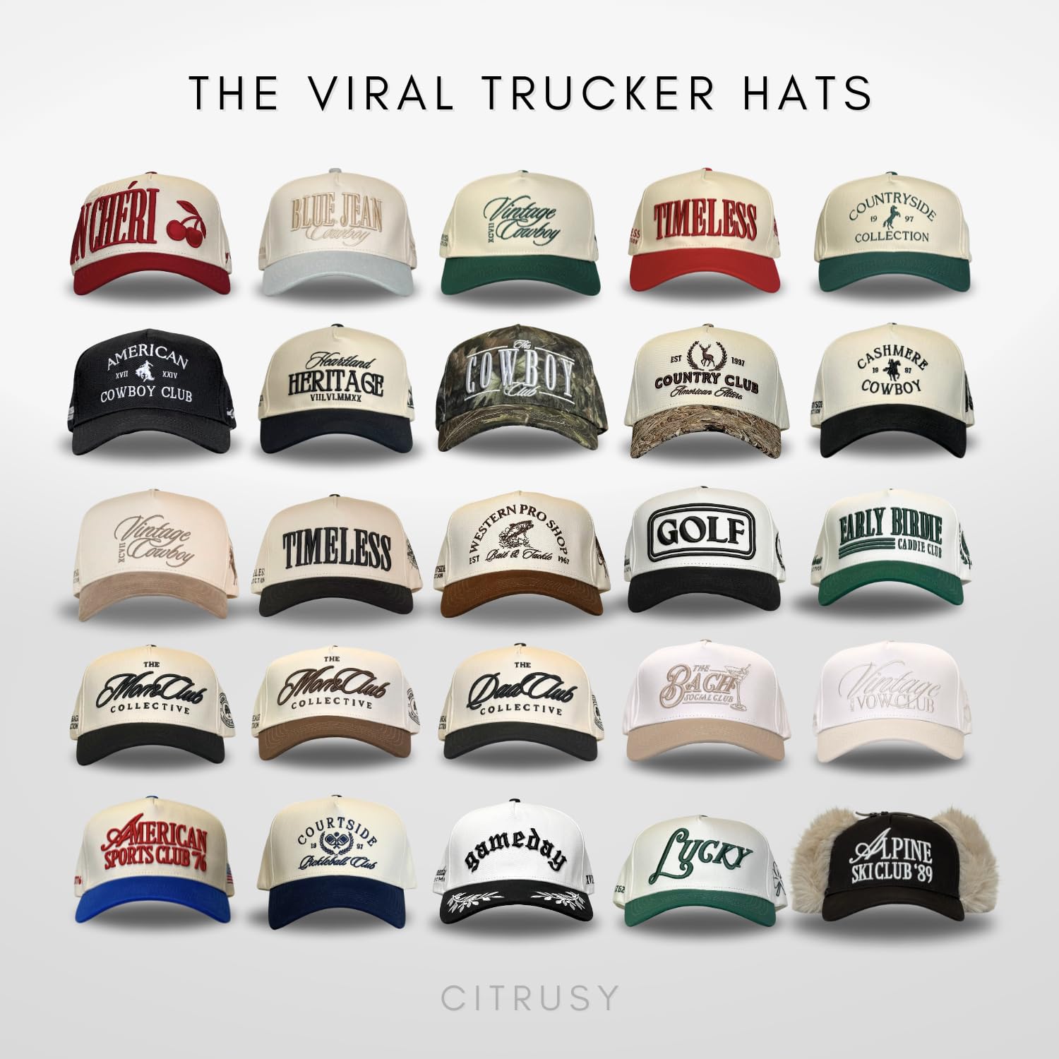 Cappello Vintage da Camionista Occidentale | Uomo e Donna | Cappellini Carini Country per Cowgirl Cowboy | Cotone Ricamato in Denim Mimetico | Snapback, Cowboy Vintage | Camoscio Fango, Taglia Unica