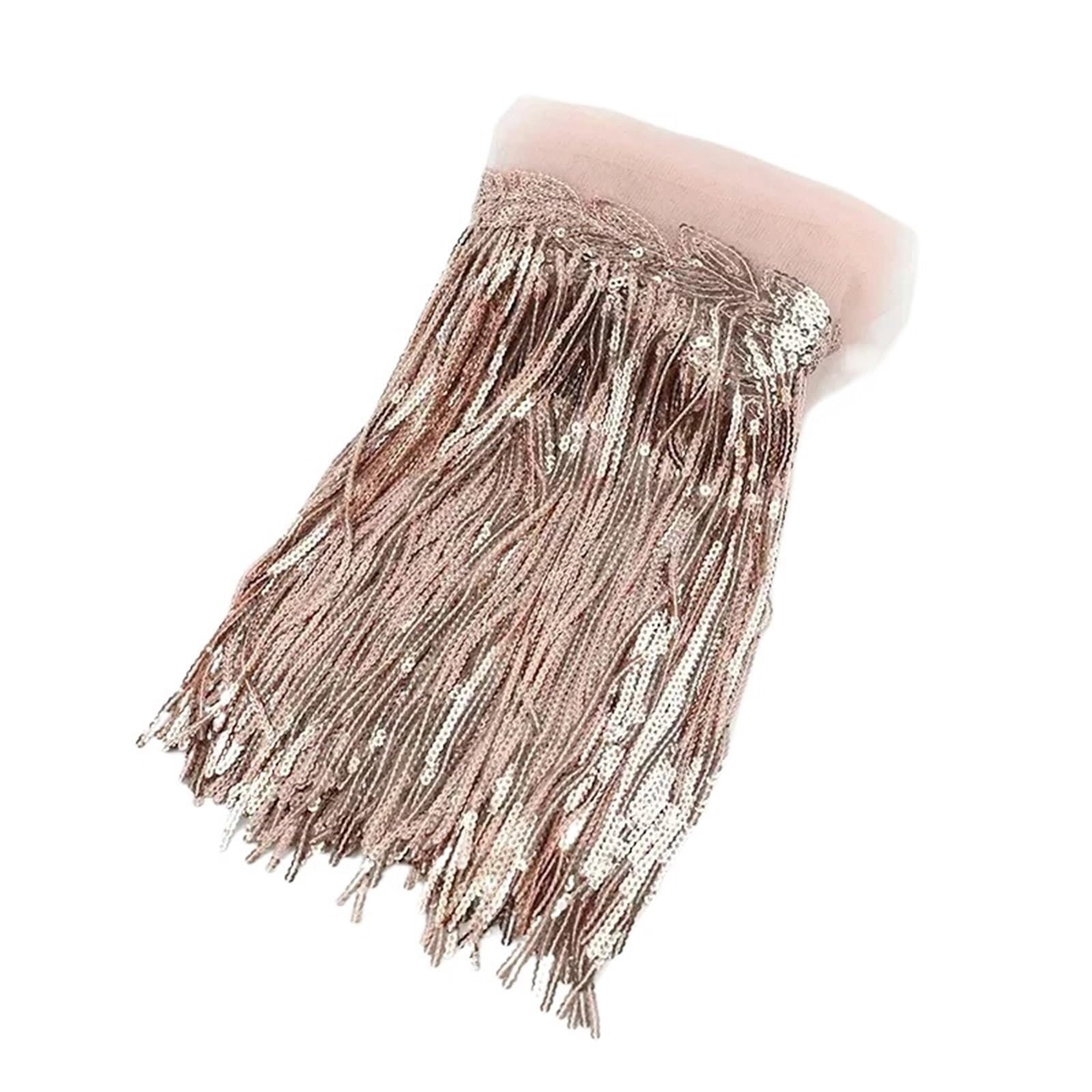 Tassel Fringe Trim 18cm Sequin Fringe Trim Tassel Glitter Lace Fringes For Dance Clothes Dresses Decorative DIY Sewing Accessories(Color8,5Yards)