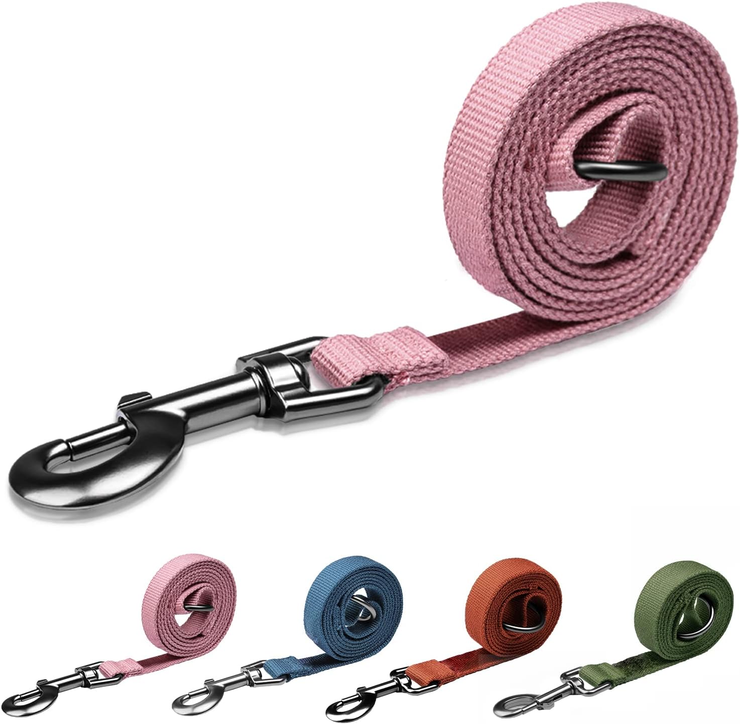Pink 4 FT Dog Leash for Large Dogs 90% Rayon derived from bamboo, 10% Polyester Dog Leash for Large Size Dogs, Handle with an O-ring