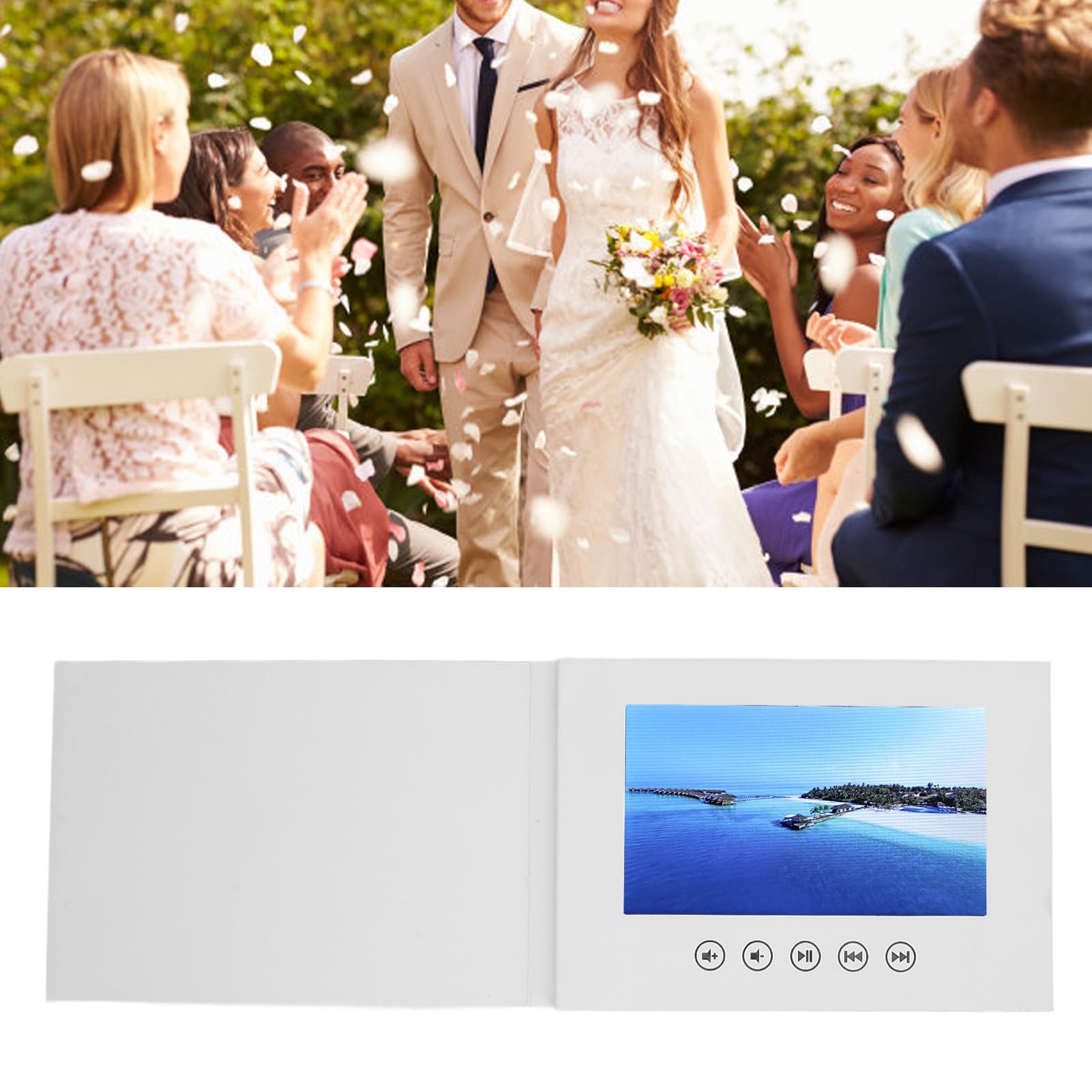 Tbest Biglietto D'auguri Video con Schermo a Colori LCD, Memoria da 128 MB, Altoparlante Integrato, Brochure Elettronica per Eventi e Aziende (10 pollici)