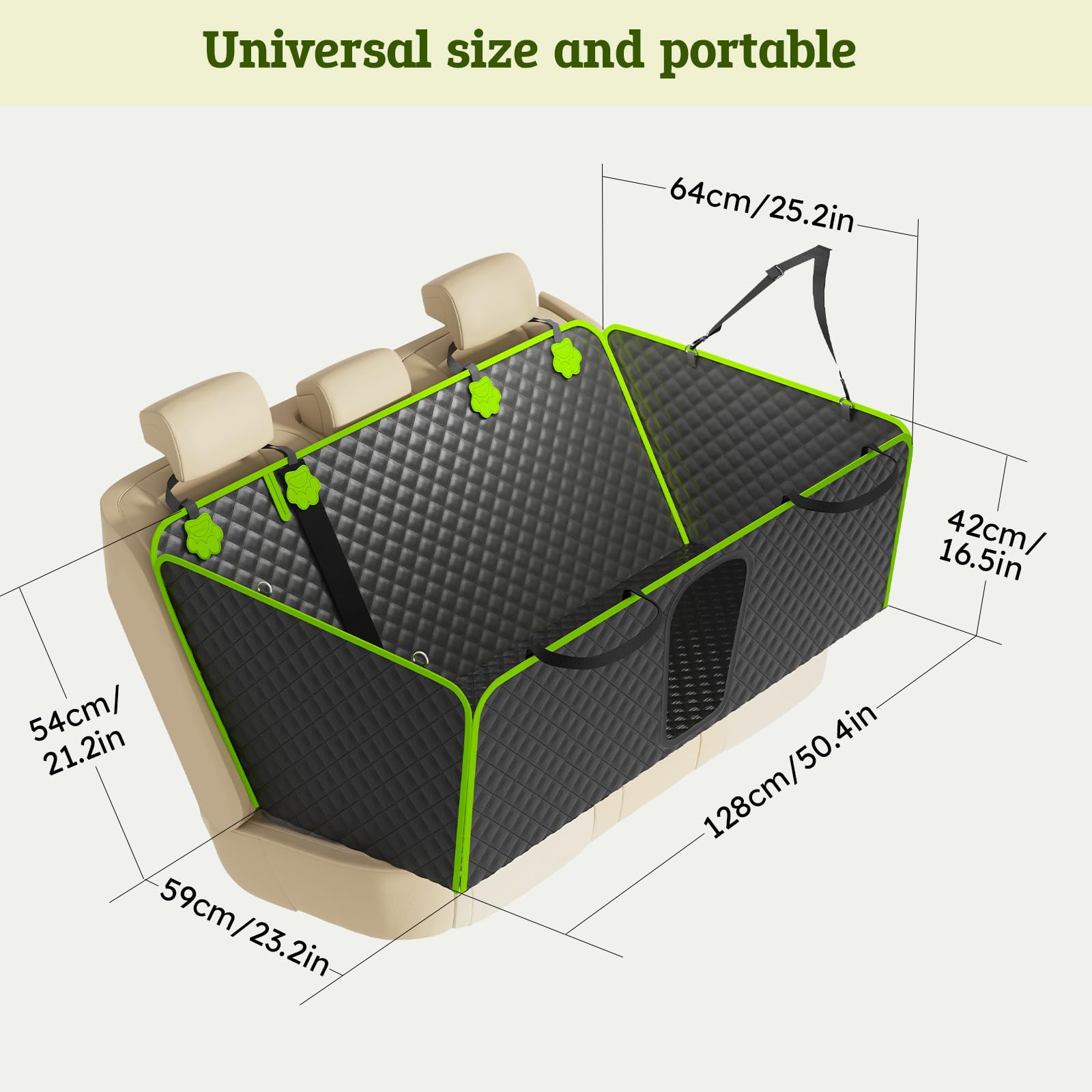 Pecute Protection Voiture Chien 2-en-1, Siège Auto pour Chien Très Solide, Imperméable et Anti-Griffes pour Siège Arrière, Support jusqu'à 150 kg, 40% d'espace Supplémentaire