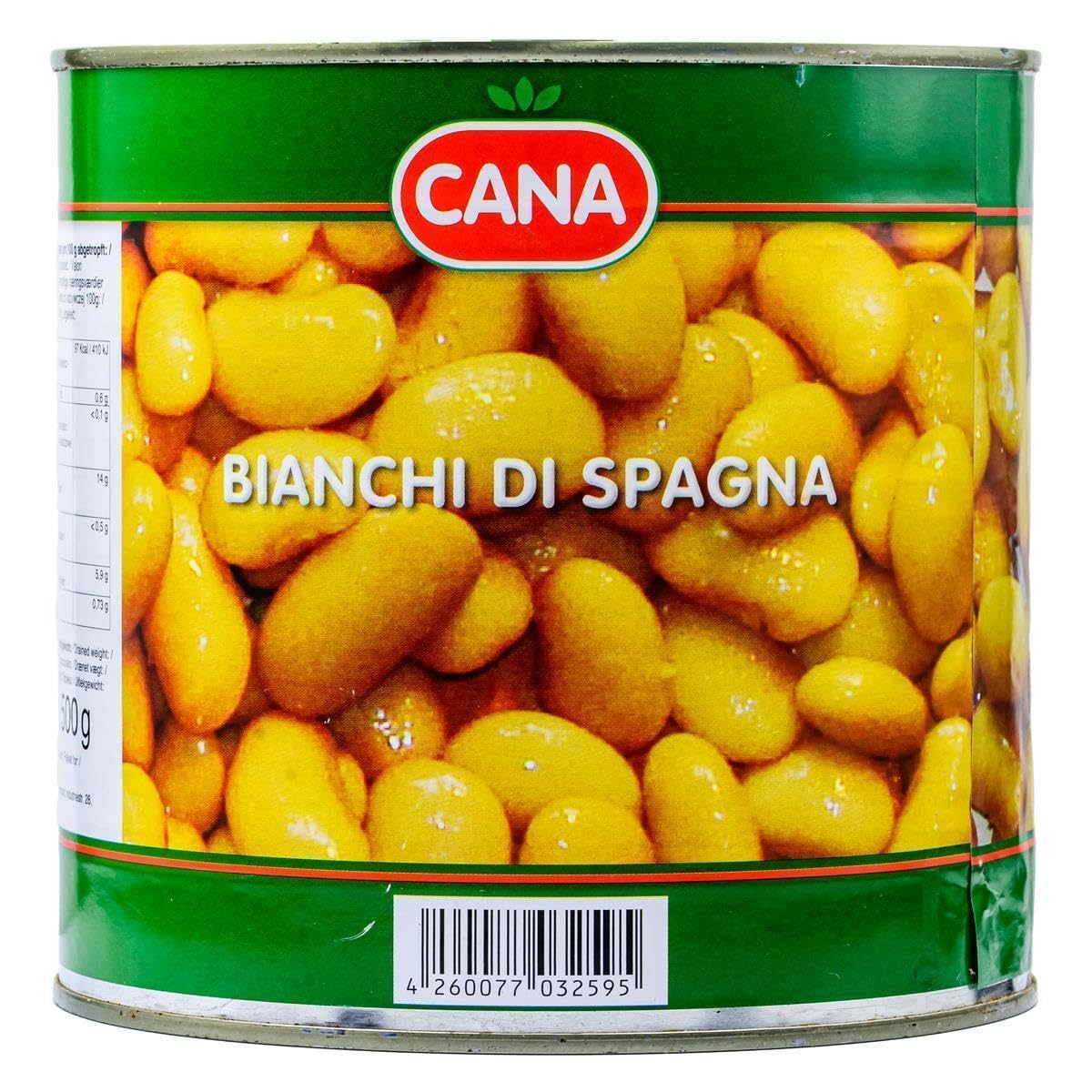 PRIBO Bianchi di Spagna - 12x 2500g Dose - natur, weiße Riesenbohnen, Butterbohnen, Italien, nährstoffreiche vegane Beilage mit viel Eisen, Ballaststoffen, Magnesium und Proteinen