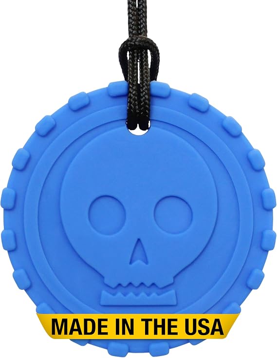 ARK Pirate Coin Chew Necklace, Chew Necklaces for Sensory Kids and Adults, Oral Fidget for Autism, ADHD, SPD, Anxiety, Medical-Grade Sensory Chew Necklace, XXT, Very Firm, Royal Blue
