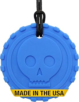 ARK Pirate Coin Chew Necklace, Chew Necklaces for Sensory Kids and Adults, Oral Fidget for Autism, ADHD, SPD, Anxiety, Medical-Grade Sensory Chew Necklace, XXT, Very Firm, Royal Blue