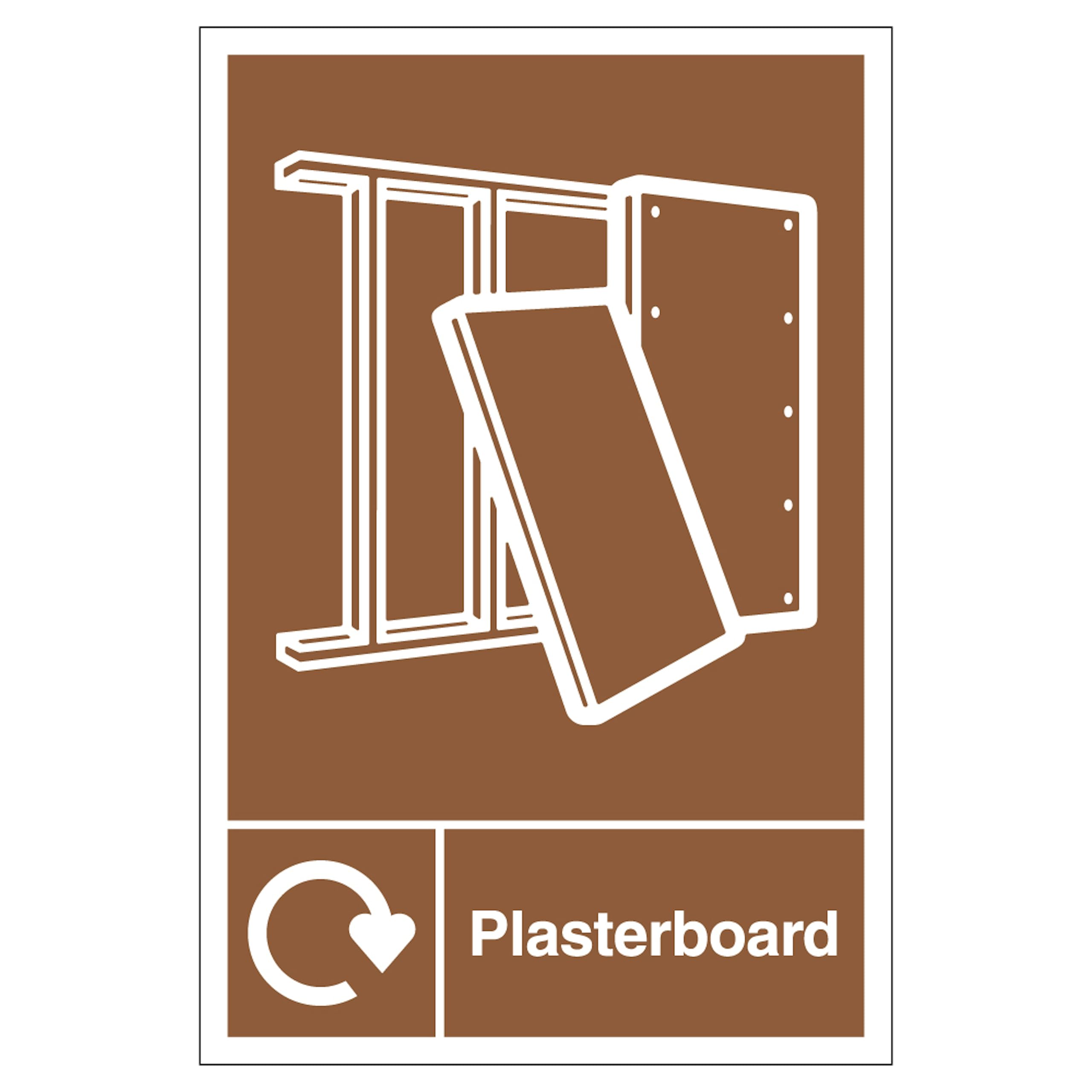 V Safety WRAP - Plasterboard Recycling 300 x 400mm - 2mm Rigid Plastic Safety Sign