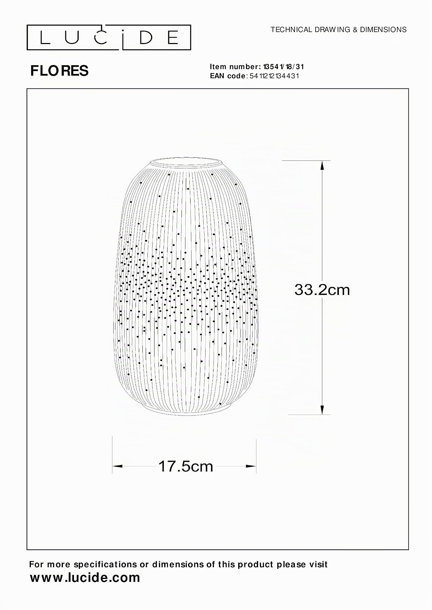 LUCIDE FLORES - Tischlampe - Ø 17,5 cm - 1xE14 - Weiß