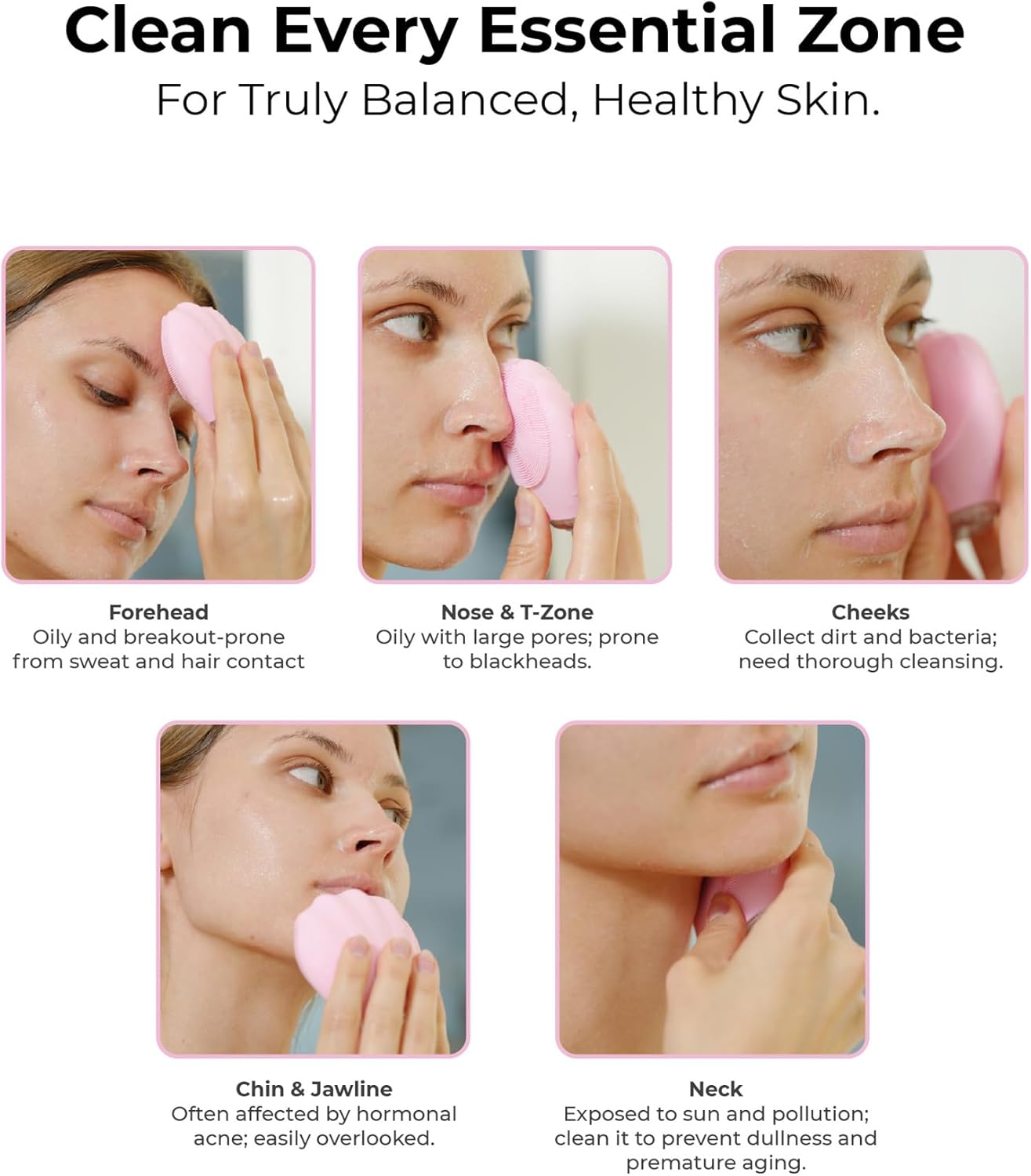 Vibe Sonic Facial Cleanser, Ultrasonic Silicone, Pink, 5 Speed Settings, Water-Resistant Design, All Skin Types | RUBY VIBE CO