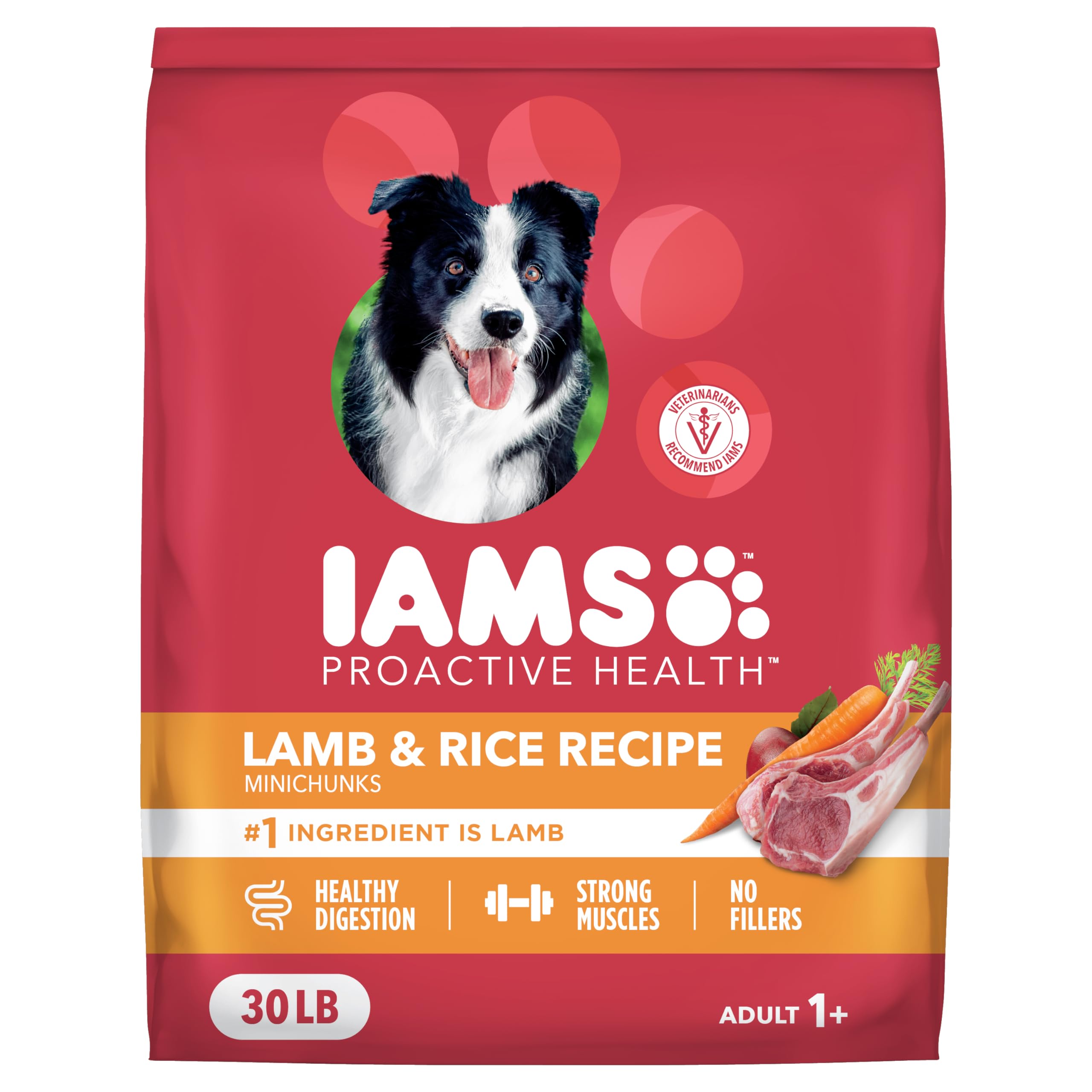 IAMS Proactive Health Minichunks Adult Dry Dog Food with Lamb & Rice, 30 lb. Bag