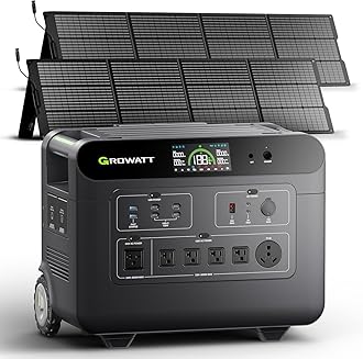 GROWATT Portable Power Station with 400W Solar Panel,HELIOS 3600W Electric Solar Generator,3686Wh LiFePO4 Battery for Home Use,Emergency,Outdoor Camping,RVs, Power Outages