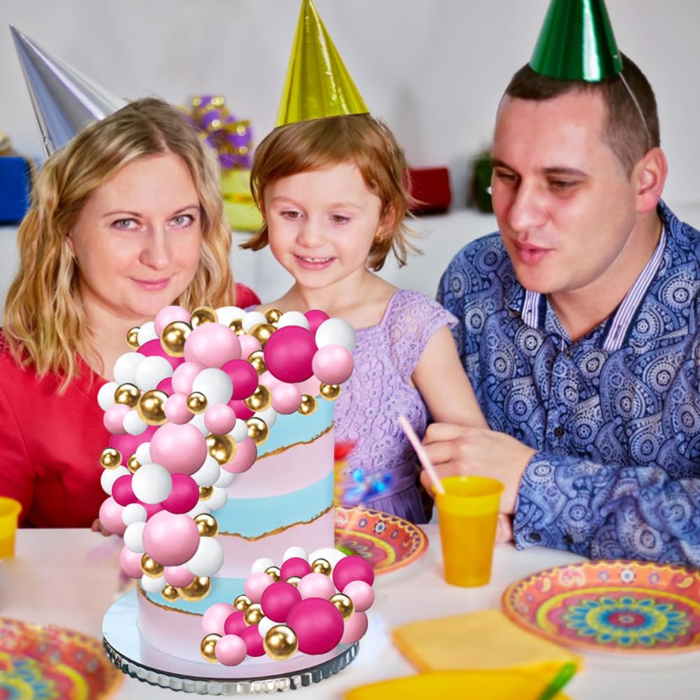 Cfcyhla 50 Stück Tortendeko-Kugeln – Rosa & Gold Cake Topper Für Geburtstag, Hochzeit & Baby Shower