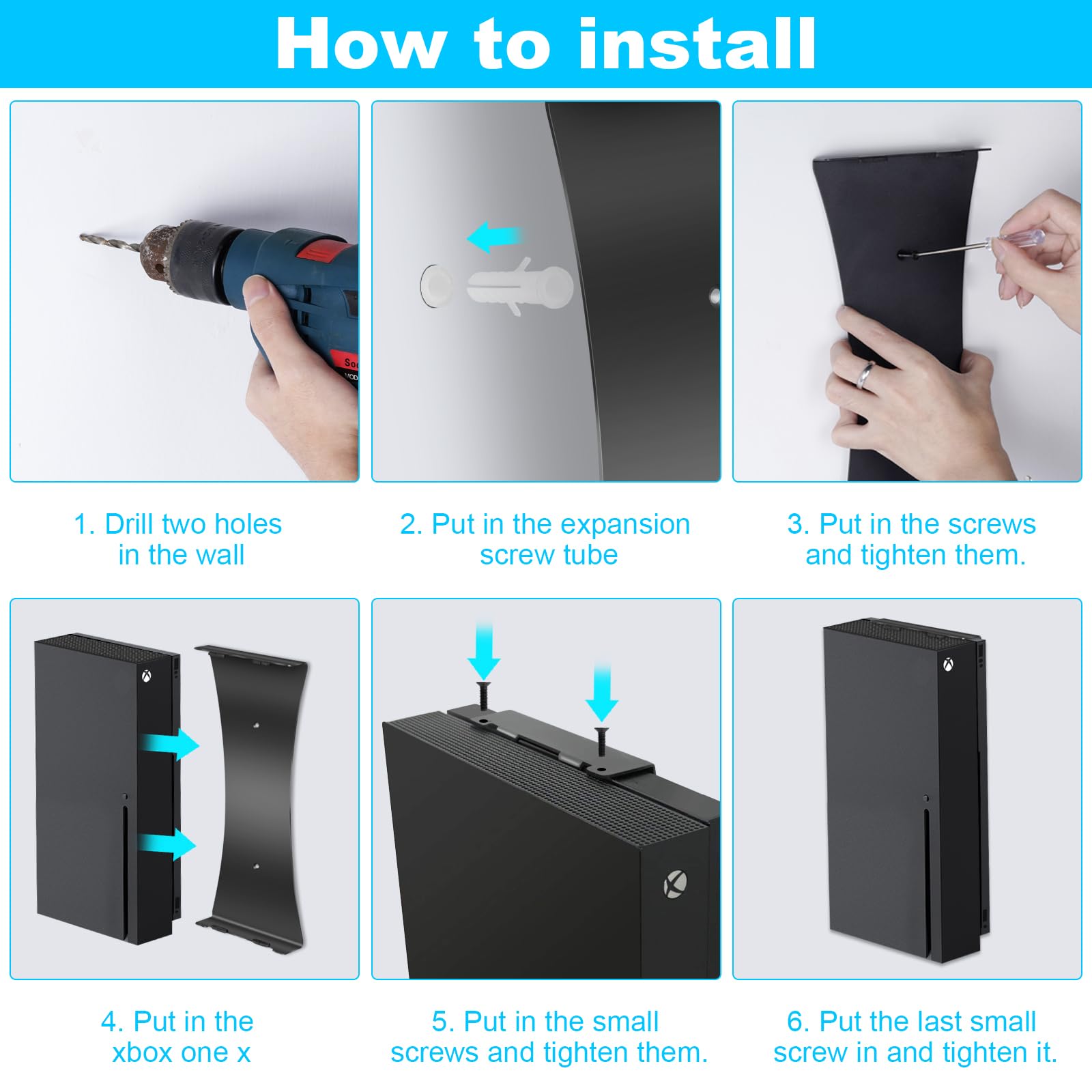 Xbox One X Wall Mount/Wandhalterung/Halterung, Vertikalständer, Konsolenständer, Vertikale Wandhalterung mit für Xbox One X Konsole