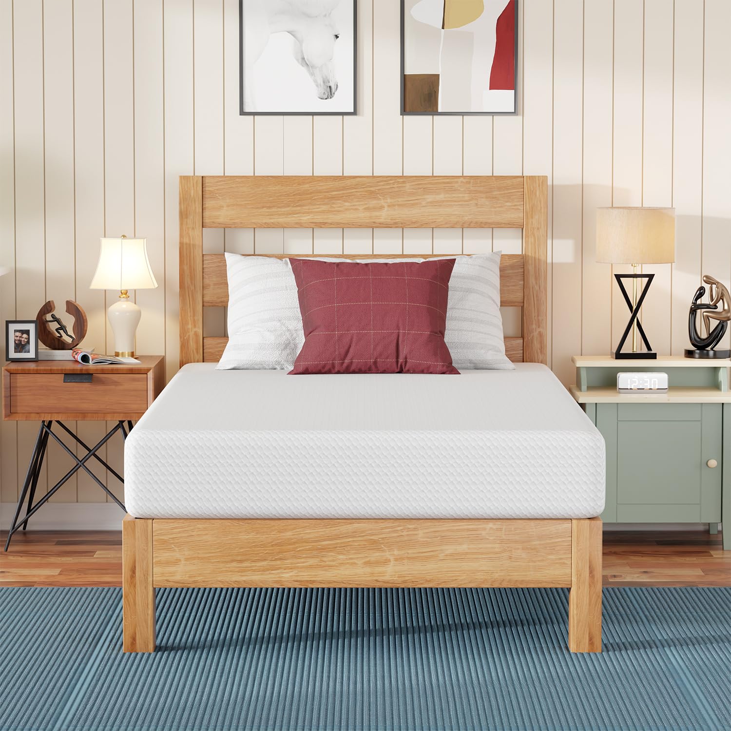 FDW 8 Inch Twin Mattress, Base Foam, Medium Firm Support, Breathable &amp; Comfortable, Removable Washable Zipper Cover, Bed-in-a-Box，CertiPUR-US Certified