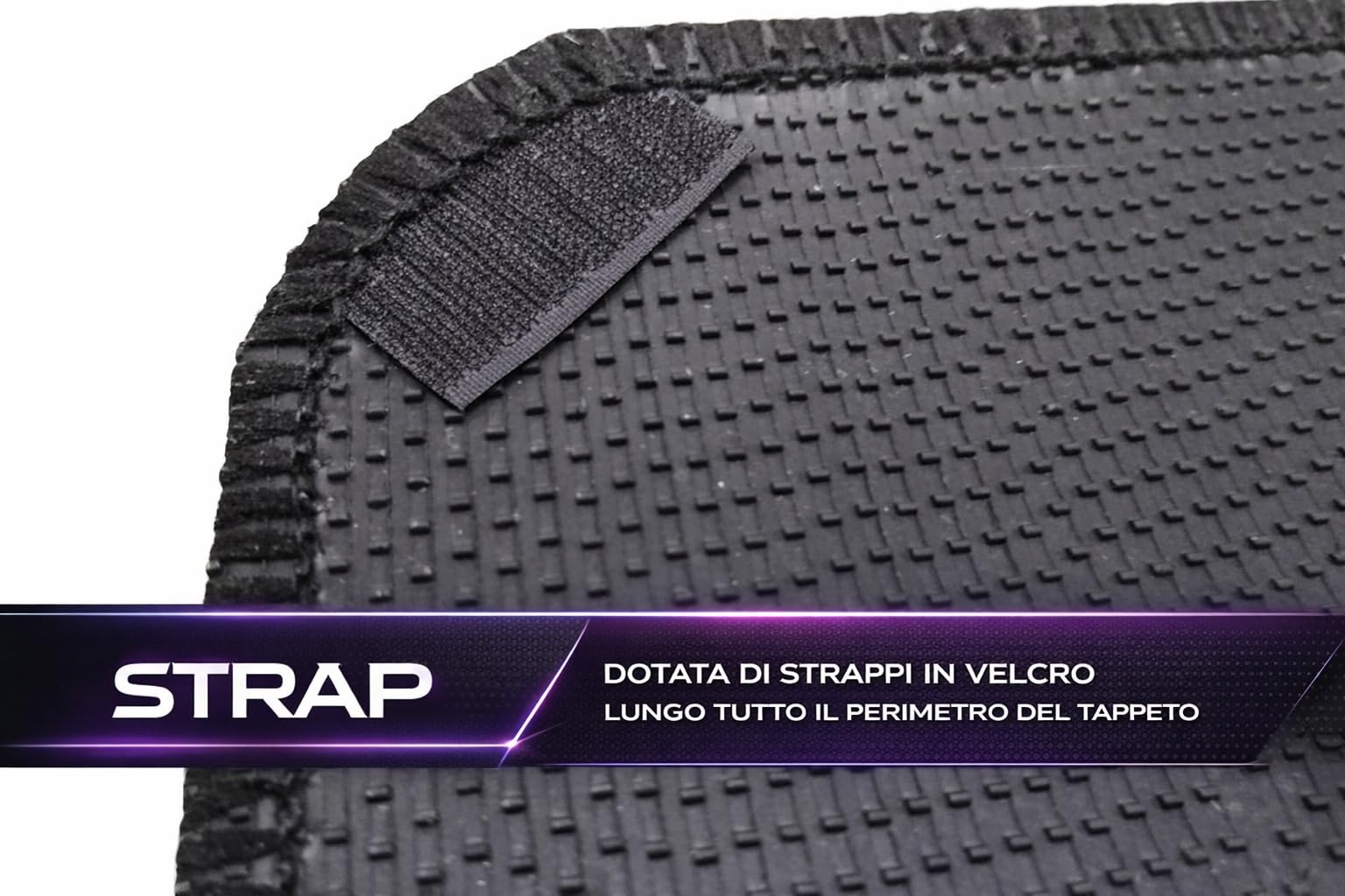 Tappetini Auto In Moquette Compatibili Per Aveo | Set Con Strappi E Base Antiscivolo | Nero Con Logo Ricamato