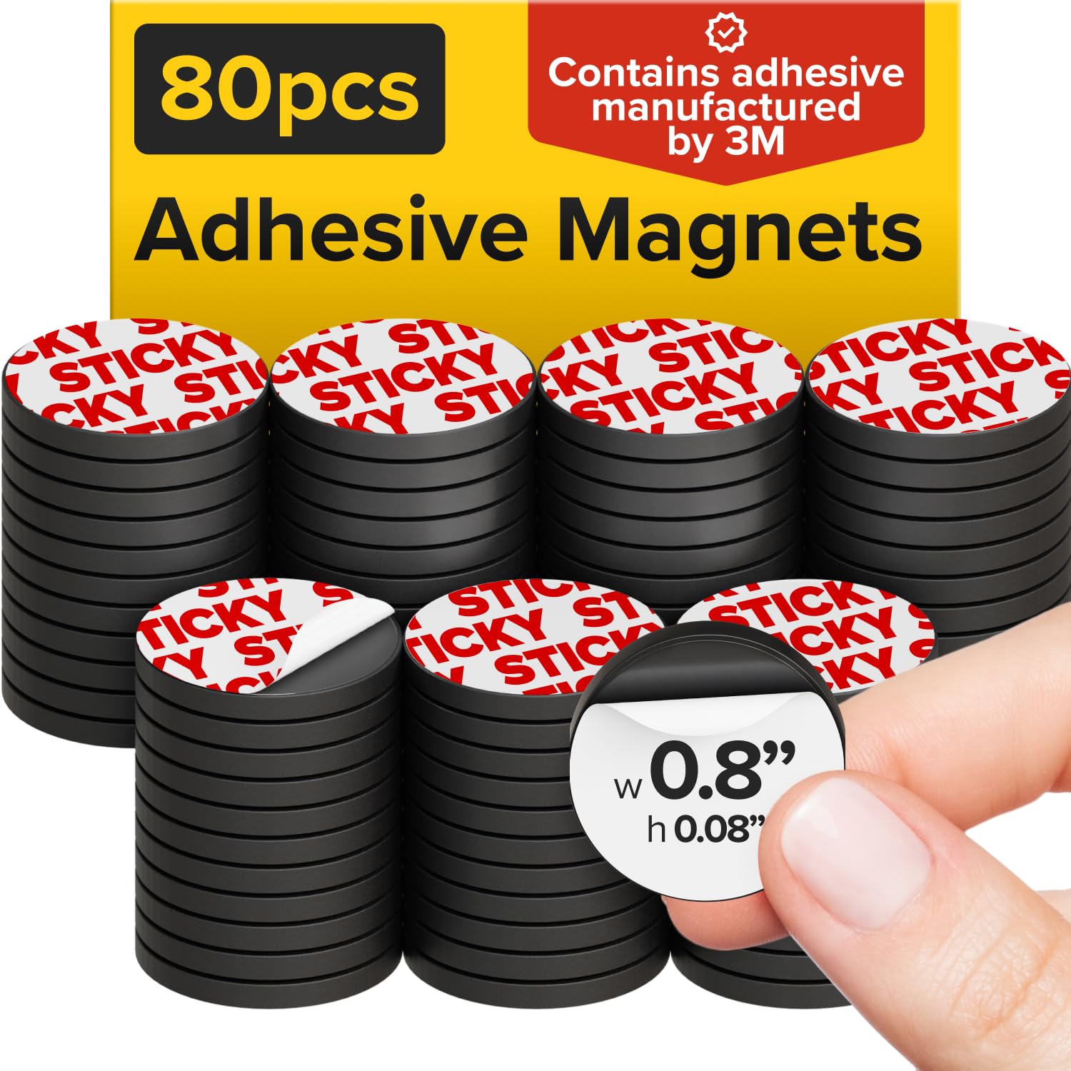 X-bet MAGNET Round Flexible Magnets with Adhesive Backing - (80pcs 0.8"x0.08") Magnetic Dots for Whiteboard, Fridge - Stickers for Planning and Organization - Teacher Must Have - Teacher Supplies
