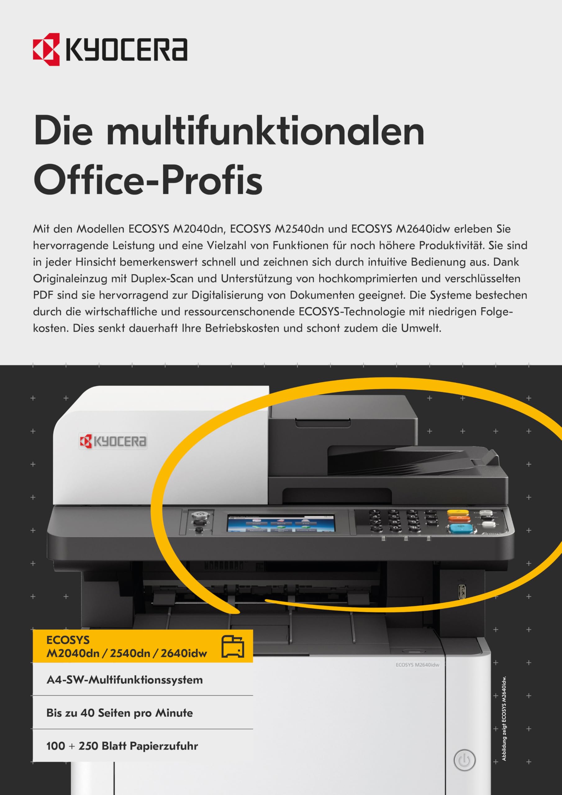 Kyocera Ecosys MA4000x Multifunktionsdrucker Schwarz Weiss. Drucker Scanner Kopierer. 40 Seiten pro Minute. Laserdrucker Multifunktionsgerät inkl. Mobile-Print-Funktion