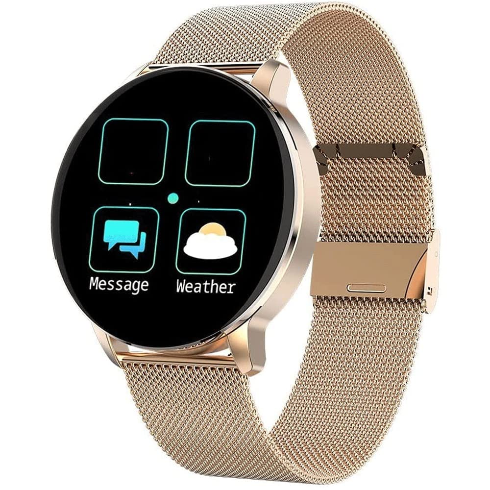 Smart Watch ，Waterproof Smart Watches for Women Men Sports Digital Watch Fitness Tracker Heart Rate Blood Oxygen Sleep Monitor Touch Screen Compatible (Color : Gold)