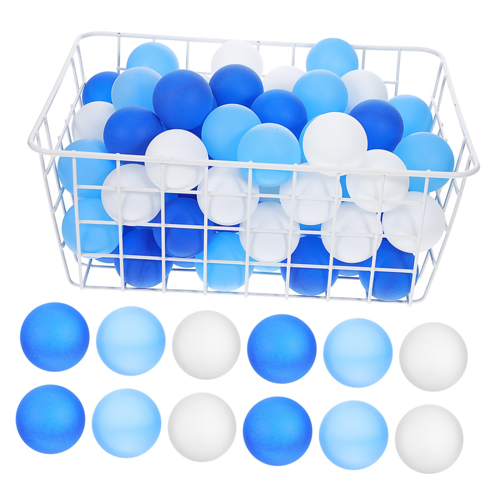 TOYANDONA 120 pelotas de ping pong de mesa de plástico resistente de polipropileno mixto de colores blanco, azul claro, azul oscuro, peso preciso y comportamiento de salto, versátiles para