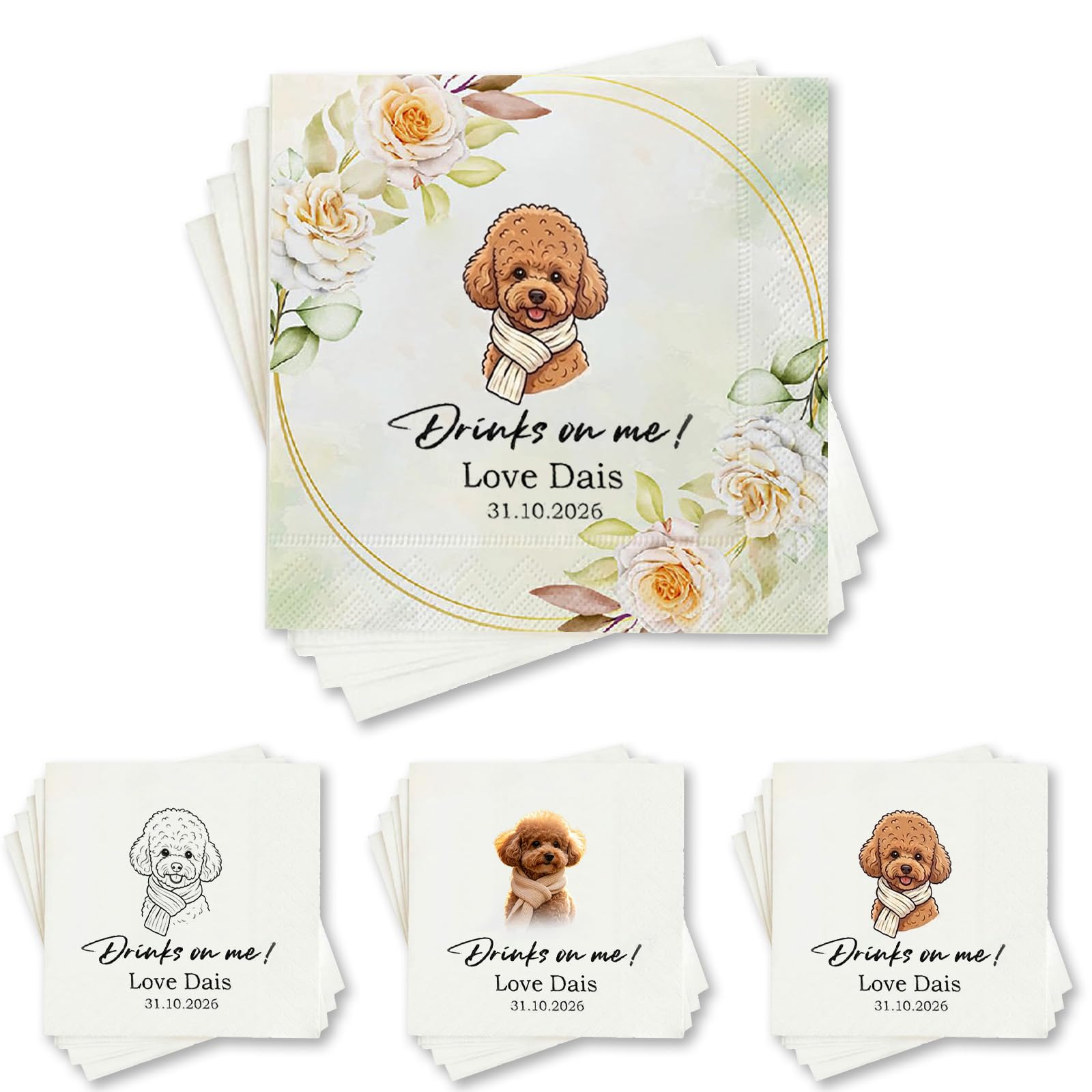Personalized Printed Paper Napkins, with Your Logo, Image & Text，Animal