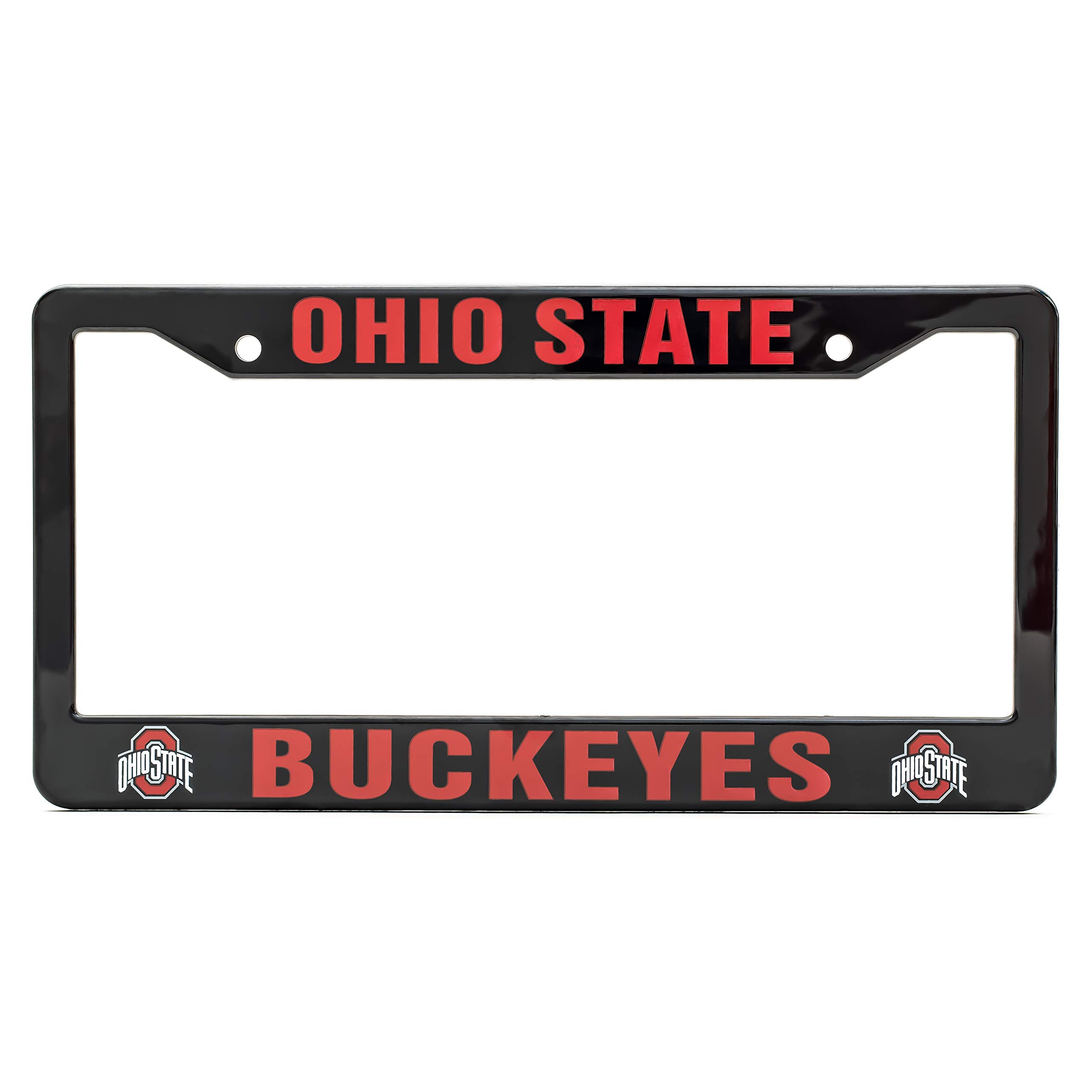EliteAuto3K Ohio State Buckeyes License Plate Frame Cover – Black – 12.25” x 6.25” - Ideal Gift for Sports Fans & Supporters – Slim Design