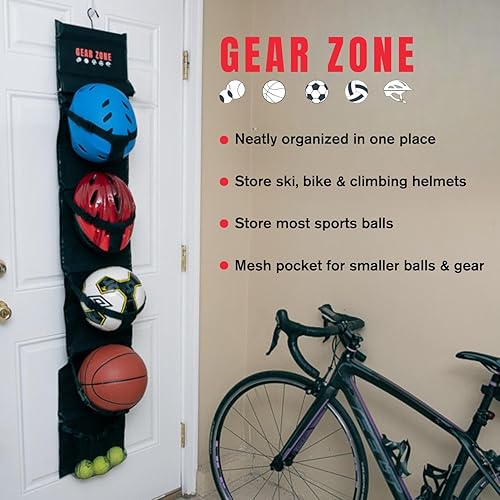 Miniatura 4 de Gear Zone Organizador con bomba de mano  Almacenamiento de equipos deportivos  Multiuso  Ajustable  Ahorro de espacio  Soporte de pelota  Cascos de