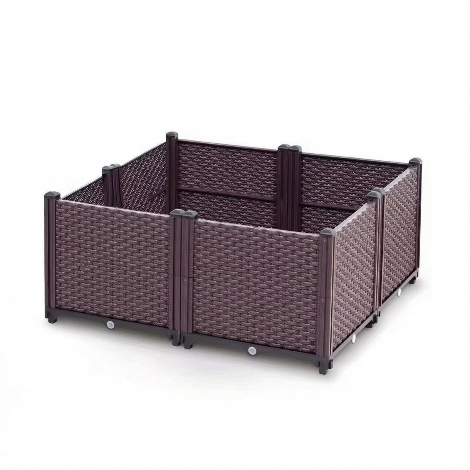 Jardinera Plástico con Autorriego Jardinera con Patas Textura Tejida Maceta para Jardineros, Principiantes, Terraza, 80 80 37 Cm, Caja Ancha Y Profunda De 4 Unidades