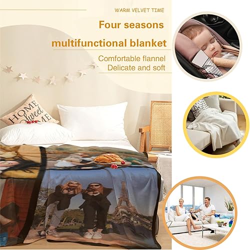 Miniatura 2 de Manta personalizada con texto fotográfico, regalos personalizados para novia, novio, familia, amigo, mamá, papá, en San Valentín, Día del Padre, Día