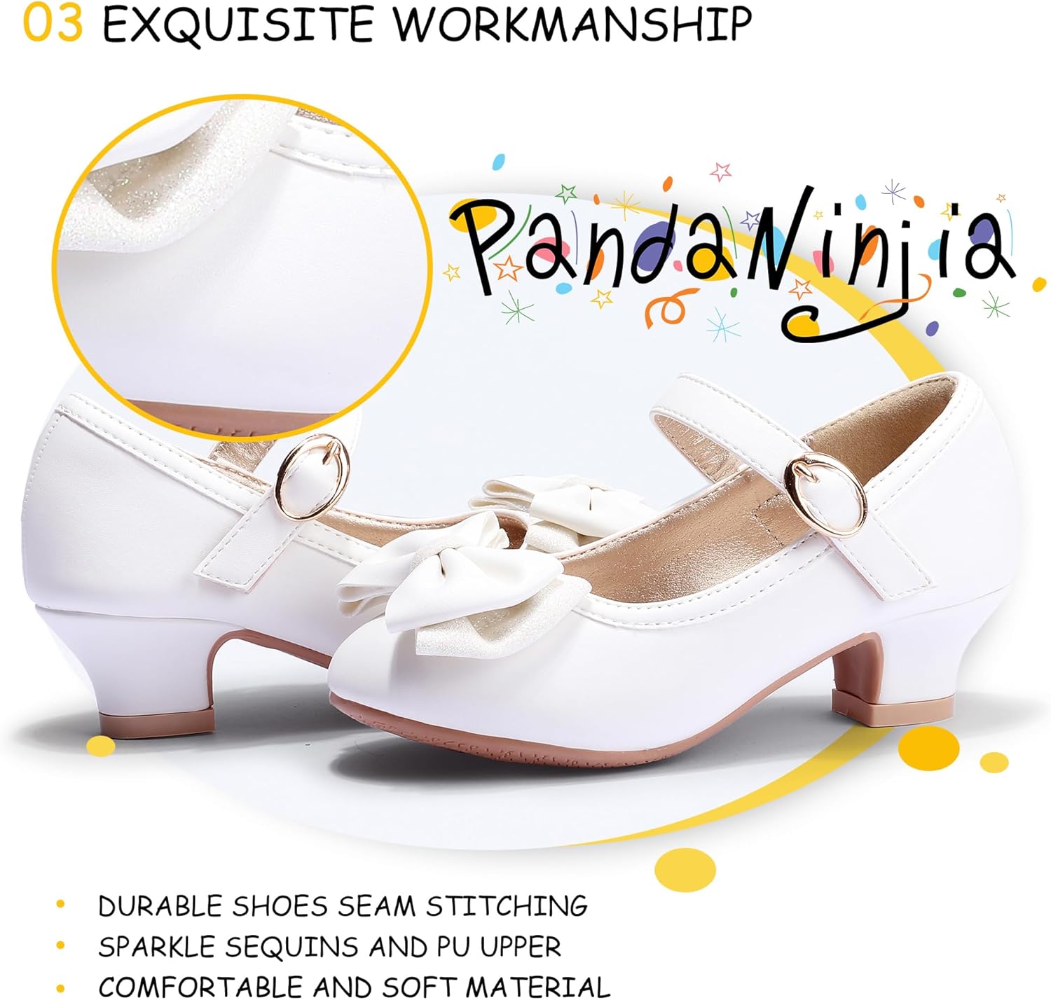 PANDANINJIA Girls Toddler/Little Kid Jada Dress Mary Jane Pumps Bow Low Heels Party Wedding Princess Shoes - Image 5