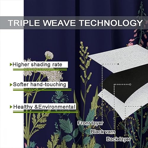 Miniatura 285 de Retro 70s Floral Blackout Window Curtains, Watercolor Flower Plant Rustic Modern Style Pattern Window Drapes, for Bedroom Living Room 42x45in 2