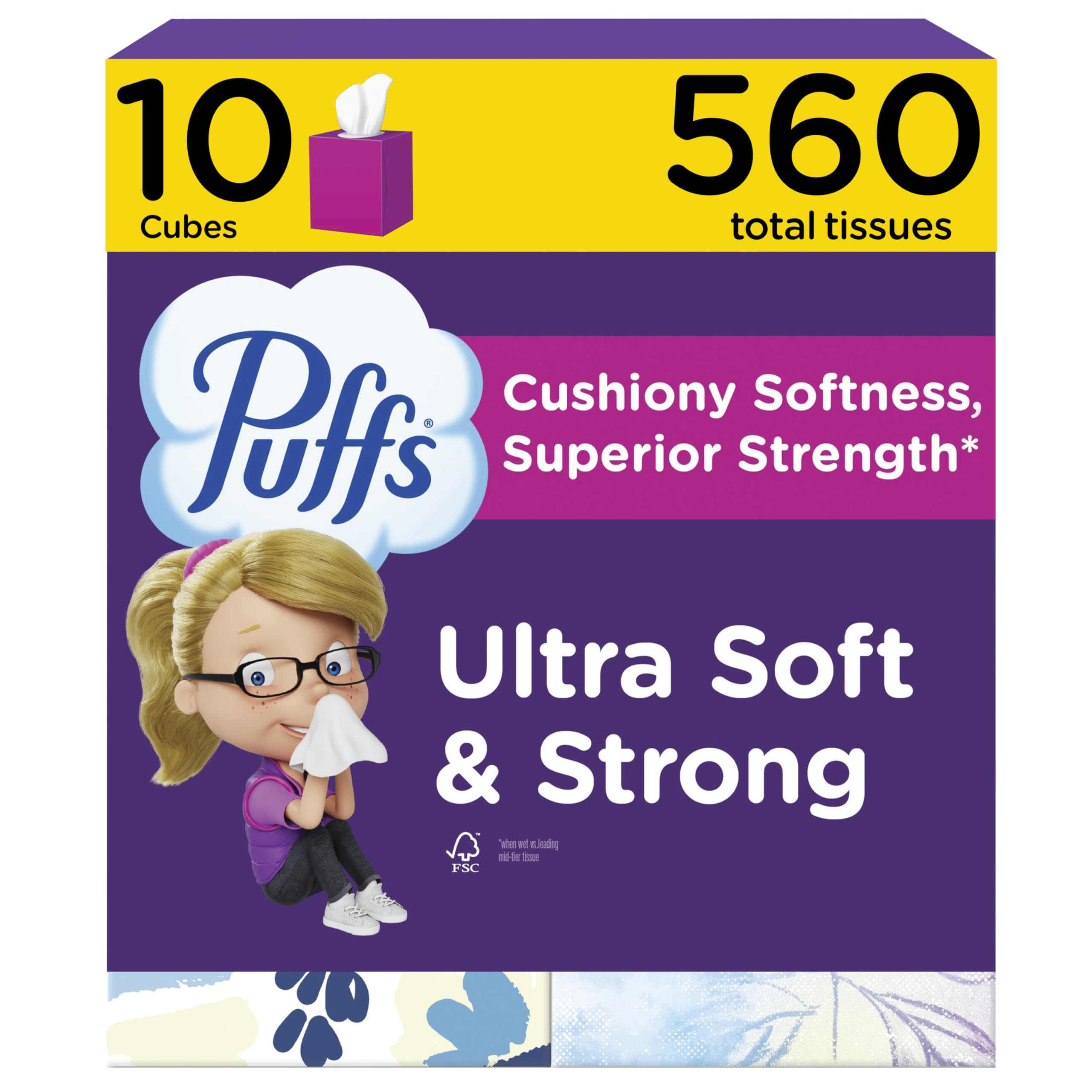Puffs Ultra miękkie chusteczki bez balsamu, 10 kostek, 56 chusteczek w pudełku