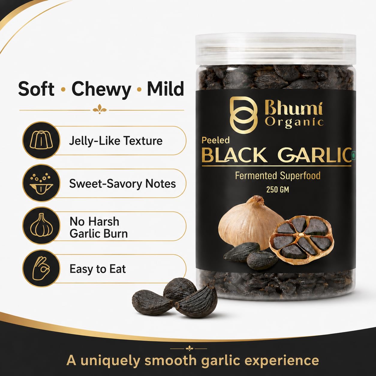 Bhumi Organic Ready To Eat Peeled Natural Black Garlic Cloves (250 gm) 2