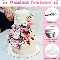Vista 3 de 12 Pcs Cake Boards, White Cake Boards 8 inch Round, Food-Graded Cardboard Cake Rounds Cake Base, Waterproof and Oil-Proof Cake Boards for Cake DIY