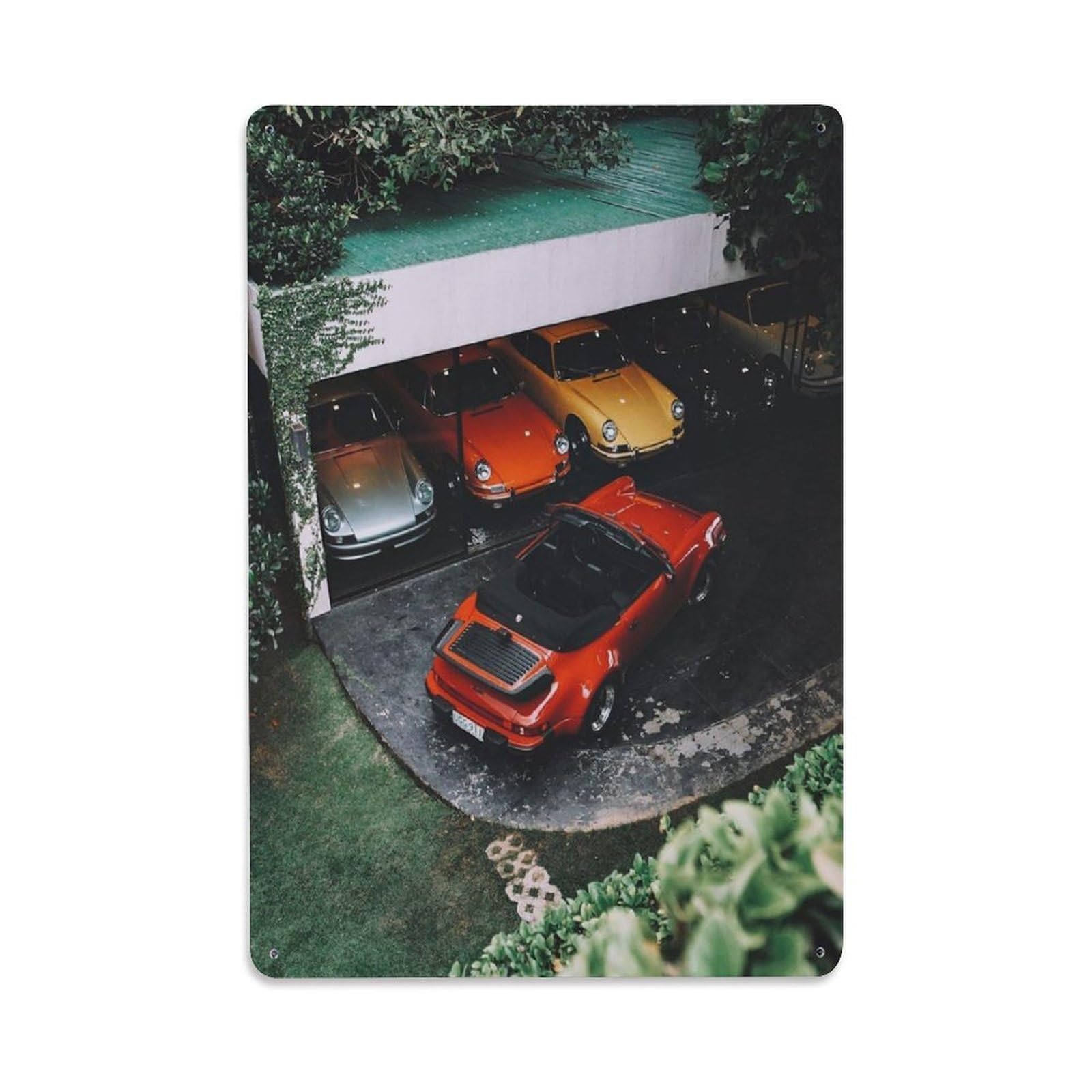 Vintage 930 Turbo Cabriolet Sports Car Aesthetics Game Match Metal Tin Sign Plaque Wall Decor for Cafe, Man Cave, Club Bar, Office, Home Garden Round Metal Poster 8x12Inch