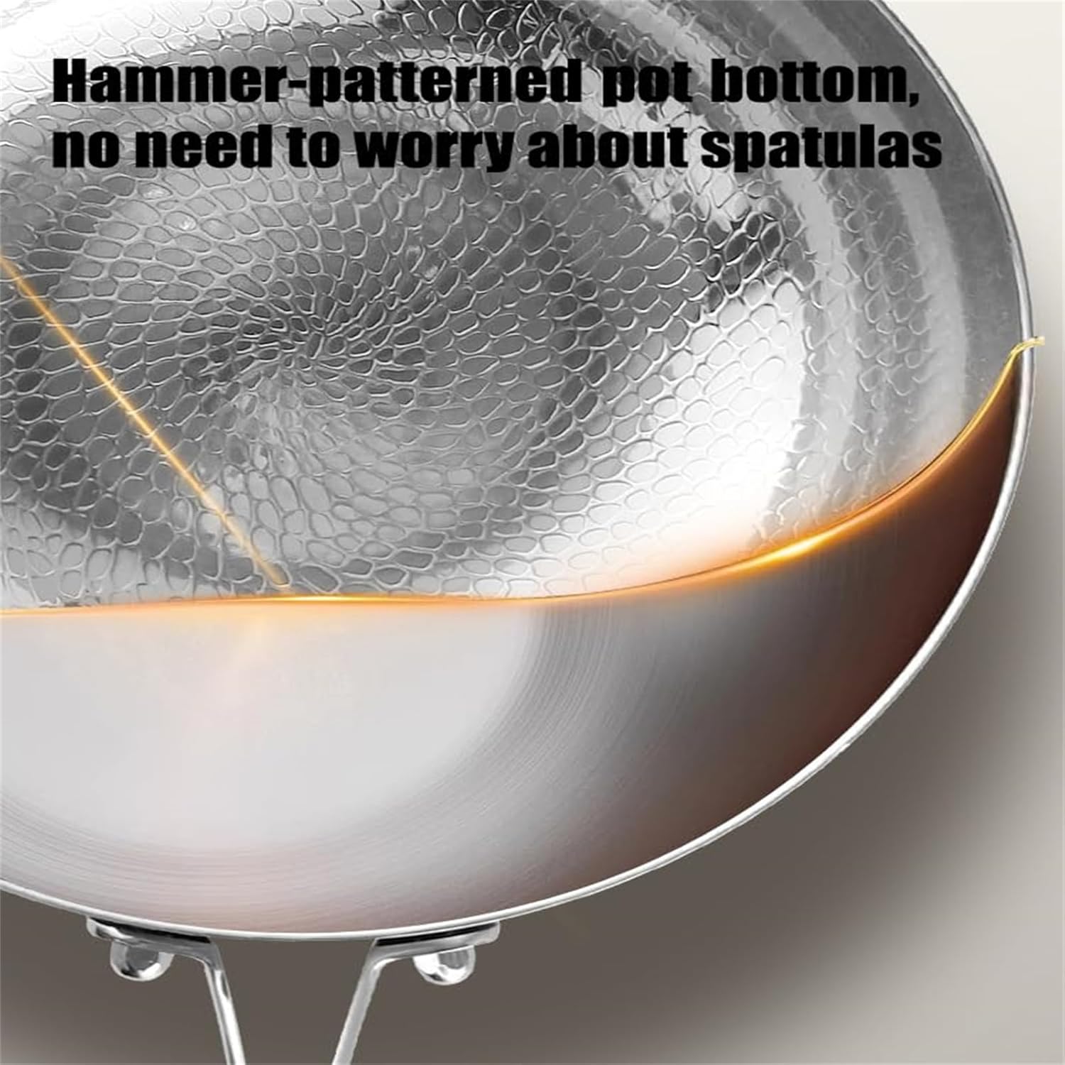 Titanium Hammered Pan Pro with Lid, Thickened Multi-Layer Stock Pot, Titanium Wok Pan, Scratch-Resistant Non Stick Titanium Frying Pans, Even Heating for Cooking,9.44in