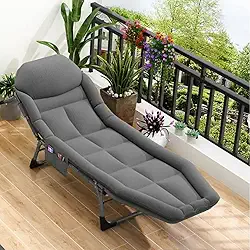 Cadeira Espreguicadeira Cama Dobrável em Aço Reclinável Almofada