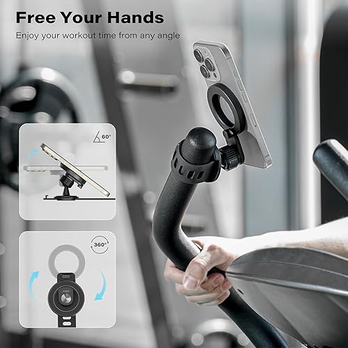 Miniatura 5 de A2C Soporte de teléfono con barra magnética ajustable para cinta de correr Peloton, bicicletas de ejercicioestacionarias, cochecito, carrito de
