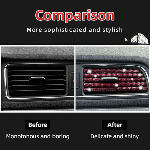 Miniatura 10 de Bling - Tira de decoración para la salida de aire del automóvil, 10 tiras de decoración de acondicionador de automóvil con diamantes de imitación,