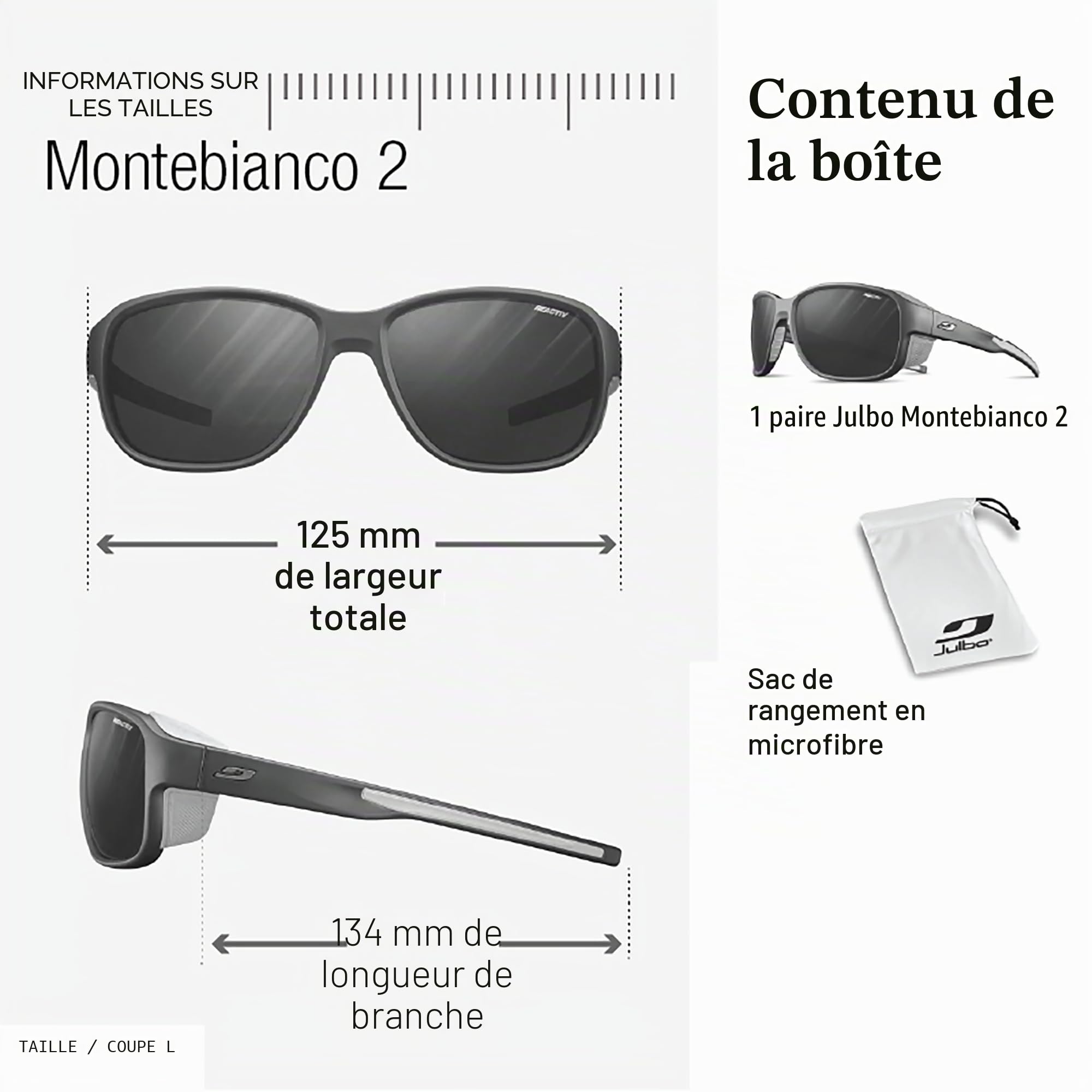 Julbo MONTEBIANCO 2 Lunettes de soleil alpinisme, randonnée, trekking Adulte Mixte