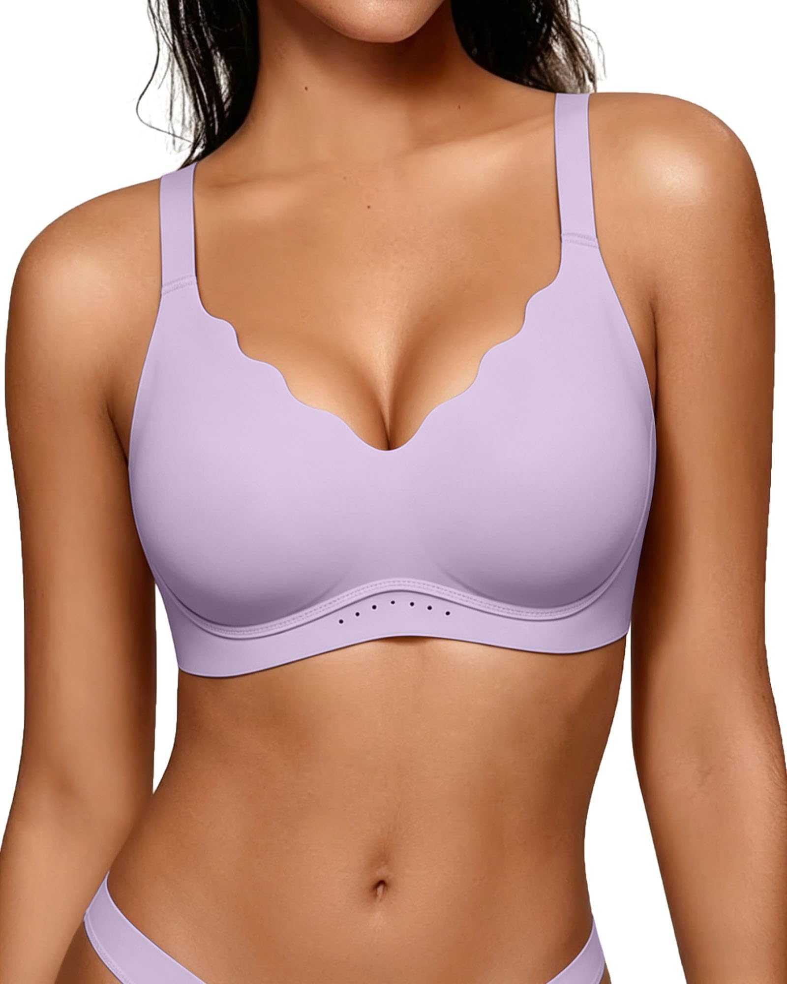 As Fairy Wireless Bras for Women Jelly Push Up Scalloped T-Shirt Bra